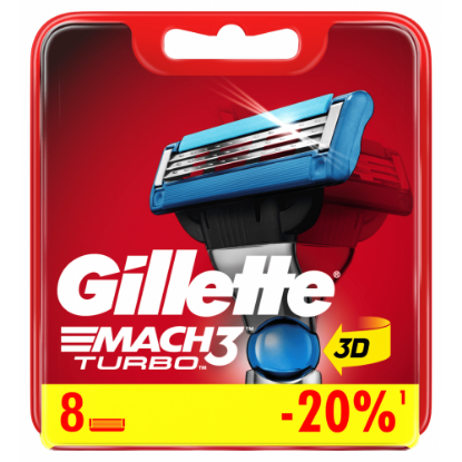 Изображение Сменные кассеты Gillette Mach3 Turbo, 8 шт.