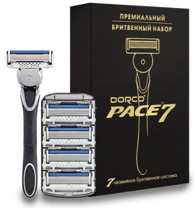 Изображение Подарочный набор Dorco Pace7 с золотым тиснением - Бритва + 5 кассет