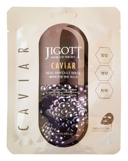 Изображение Тканевая ампульная маска с экстрактом чёрной икры Jigott Caviar Real Ampoule Mask, 27 мл