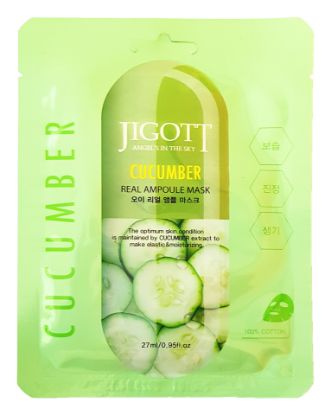 Изображение Тканевая ампульная маска с экстрактом огурца Jigott Cucumber Real Ampoule Mask, 27 мл