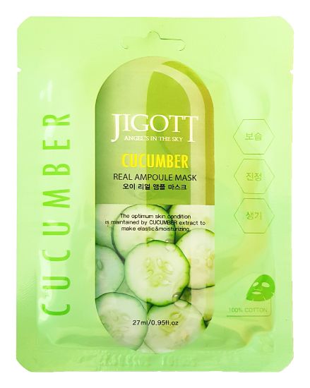 Изображение Тканевая ампульная маска с экстрактом огурца Jigott Cucumber Real Ampoule Mask, 27 мл