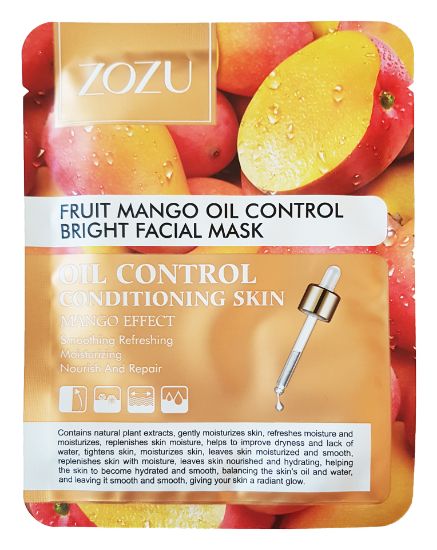 Изображение Фруктовая тканевая маска для лица с экстрактом манго Zozu Fruit Mango Oil Control Bright Facial Mask, 25 г