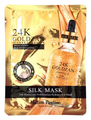 Изображение Тканевая маска с золотом и гиалуроновой кислотой Million Pauline 24K Hyaluronic Acid Solution Hydrates Silk Mask, 23 мл