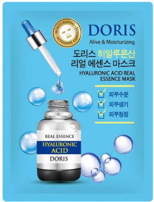 Изображение Тканевая маска для лица с гиалуроновой кислотой Jigott Doris Hyaluronic Acid Real Essence Mask, 25 мл