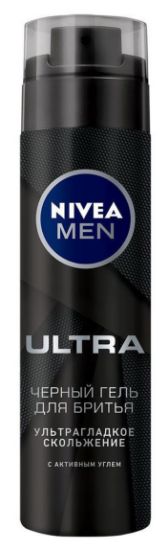 Изображение Гель для бритья Nivea Ultra черный с активным углем, 200 мл