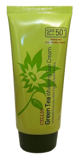 Изображение Солнцезащитный крем с экстрактом зеленого чая Cellio Green Tea Whitening Sun Cream SFP50+ PA+++, 70 г