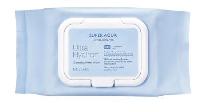 Изображение Влажные салфетки с гиалуроновыми кислотами Missha Super Aqua Ultra Hyalron Cleansing Water Wipes, 30 шт.