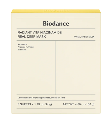 Изображение Гидрогелевая маска с ниацинамидом для сияния кожи Biodance Radiant Vita Niacinamide Real Deep Mask, 34 г • 4 шт.