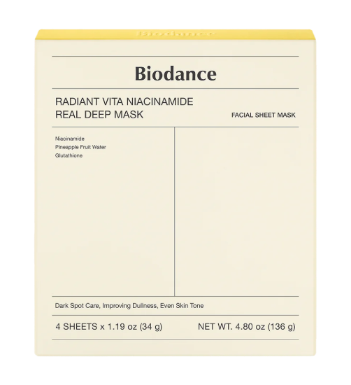 Изображение Гидрогелевая маска с ниацинамидом для сияния кожи Biodance Radiant Vita Niacinamide Real Deep Mask, 34 г • 4 шт.